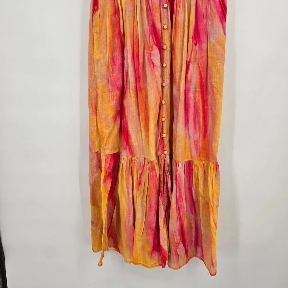Anthropologie Watercolor Smocked Maxi Dress Peregrine Midi Boho Flutter Sleeve - Picture 9 of 12